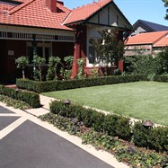  Formal hedging, turf, rose garden, cottage garden